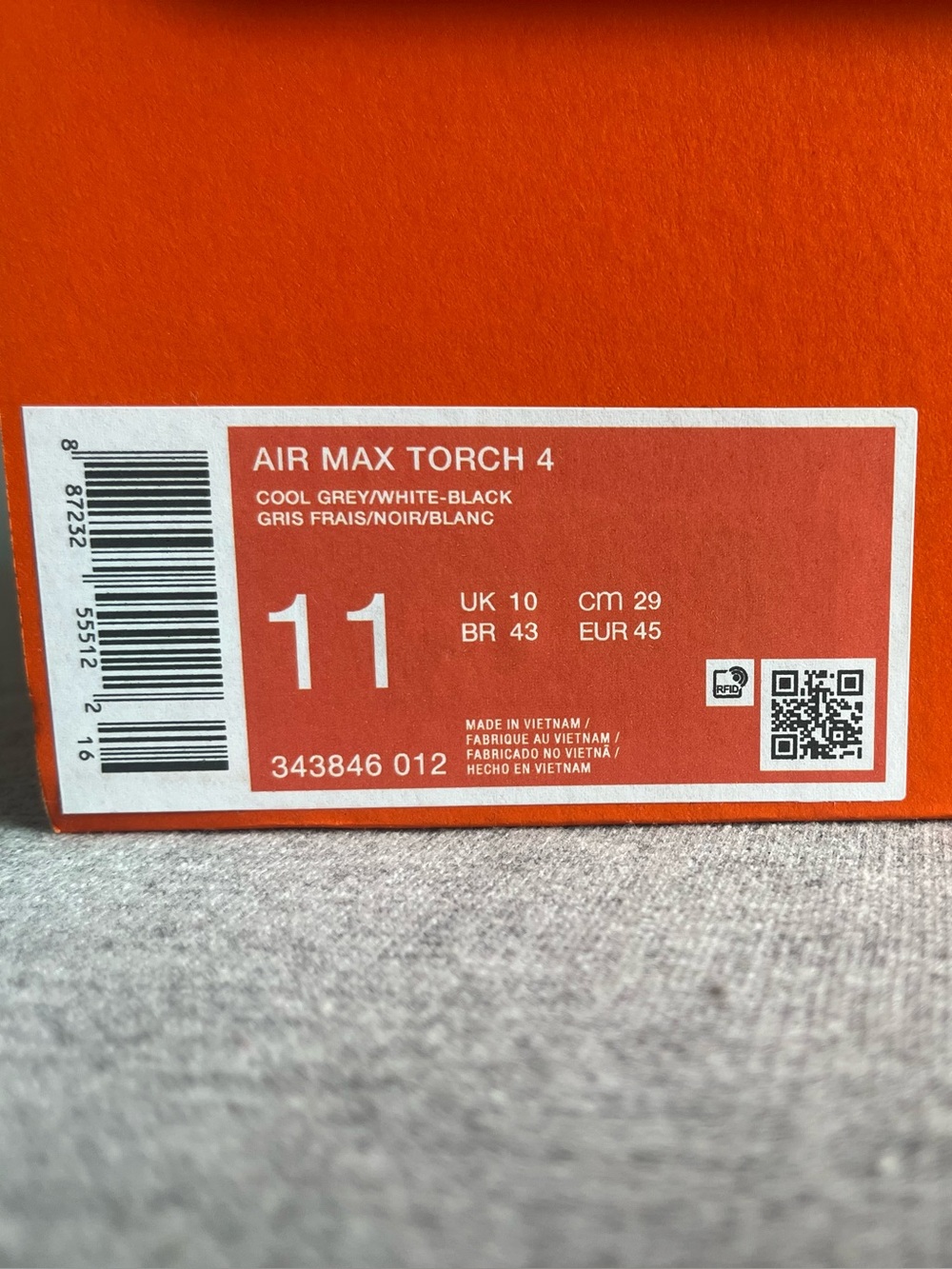 Nike Air Max Torch 4 Cool Grey White Black Athletic Men Shoes Size 11 343846-012 - Picture 11 of 12
